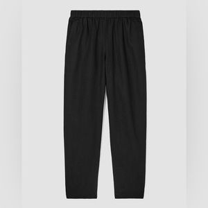EILEEN FISHER Black Organic Linen Tapered Pant
